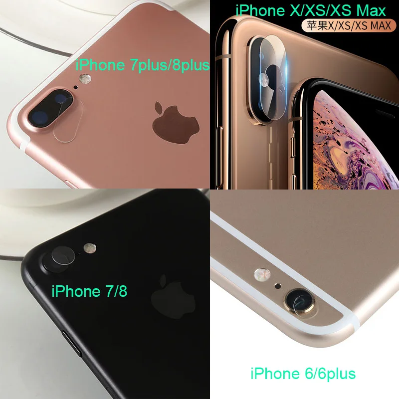 Защитное стекло для объектива камеры закаленное iPhone XS Max XR X 8 7 6S Plus Samsung Note 9 S9 S8 S7 Edge