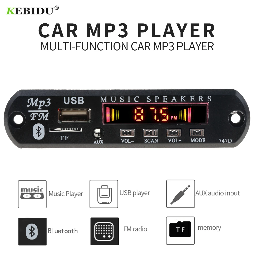 Bluetooth ресивер Kebidu автомобильный комплект mp3 плеер декодер плата FM радио TF USB 3 5 мм