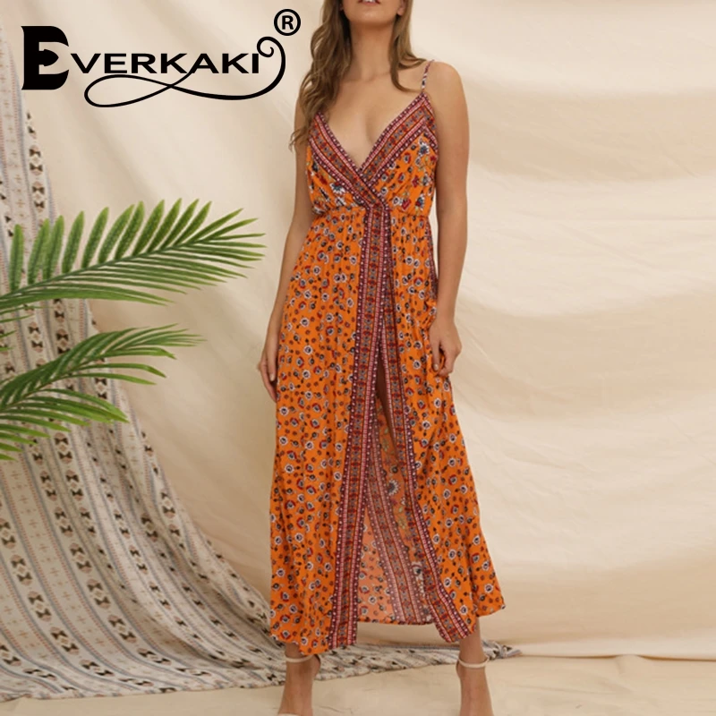 Everkaki/2019 сексуальное летнее женское платье комбинация с v образным вырезом