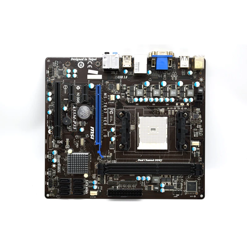 Для MSI A55M P35 A55/DDR3/FM1 поддерживает X4 51 641 3870 M ATX оригинальная б/у материнская
