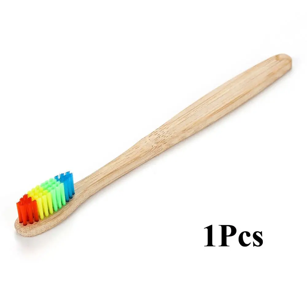 1Pcs Rainbow Fulljion бамбуковая зубная щетка, натуральная Экологичная зубная щетка, отбеливание зубов, портативная Мягкая зубная щетка для личного здоровья - Цвет: 1Pcs Rainbow