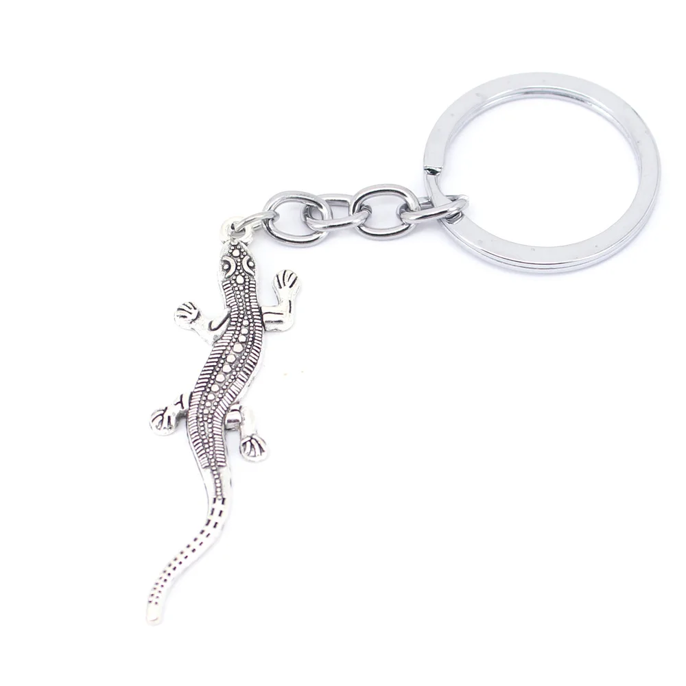 Hzew Цвет: старое серебро 3D брелок для ключей с изображением ящерицы животных