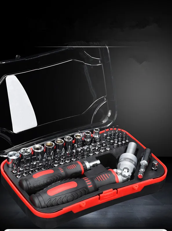 61PCS S2 material quality Screwdriver Set Precision Car Repair Combination Suit Multitool Toolbox Sleeve Tool