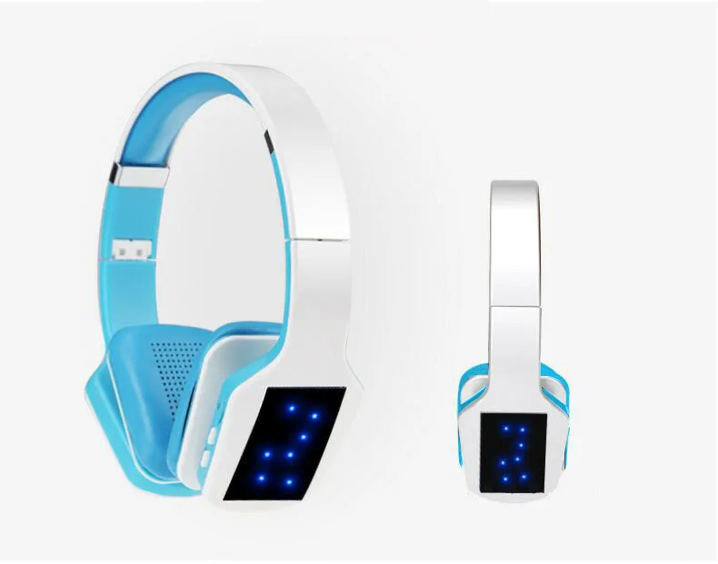 White Blue TORTOYO S650 беспроводные наушники Bluetooth гарнитура стерео наушники с микрофоном светодиодный fm-радио для смартфонов компьютер - Цвет: White Blue
