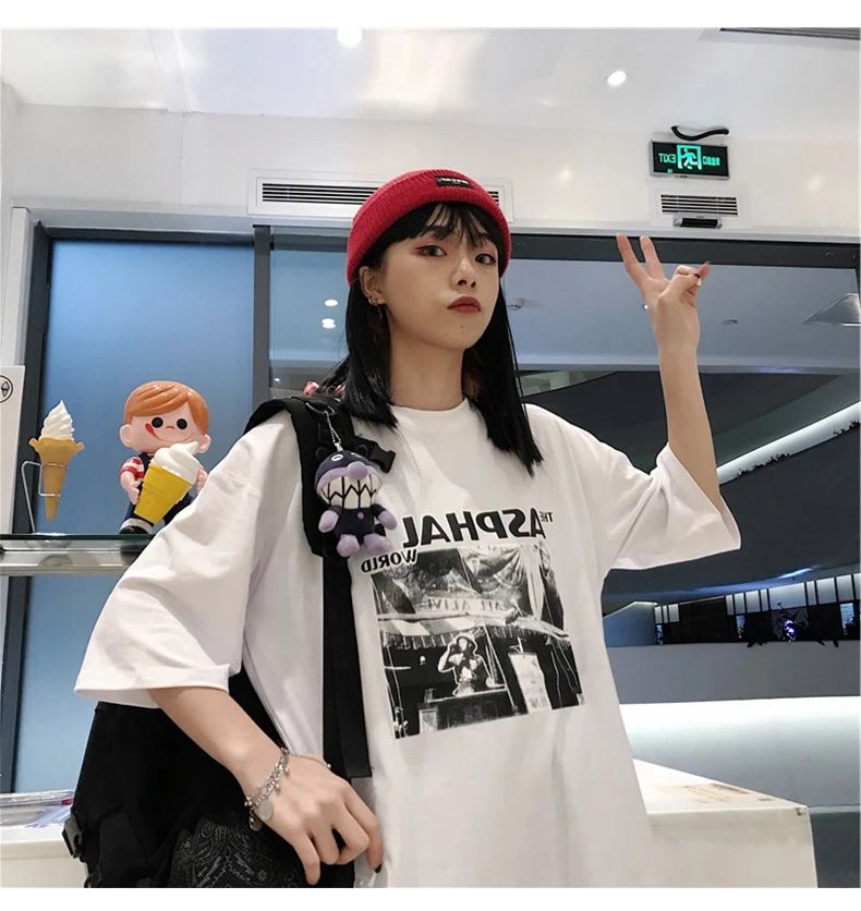 Harajuku футболки женские Простые Топы с буквенным принтом Корейская летняя футболка хип-хоп Уличная одежда для отдыха универсальные футболки с коротким рукавом