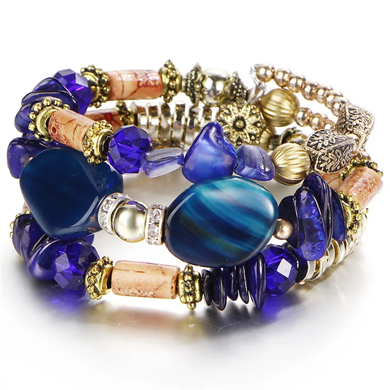 BJTS57634 Boho Многослойные браслеты-манжеты из бисера для женщин Pulseras этнический белый натуральный камень регулируемый браслет на запястье ювелирные изделия Новинка - Окраска металла: BJTS57634