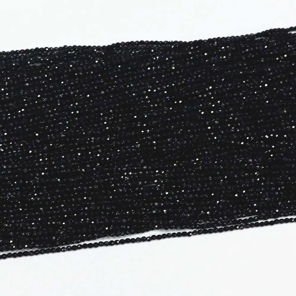 Натуральный камень синий песчаник 2 мм 3 Круглые граненые бусы Diy Ювелирные