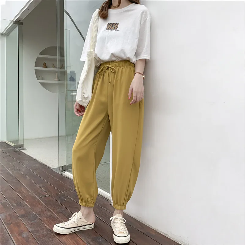 Женские брюки 2019 весна лето шифоновый абажур шаровары свободные одноцветные