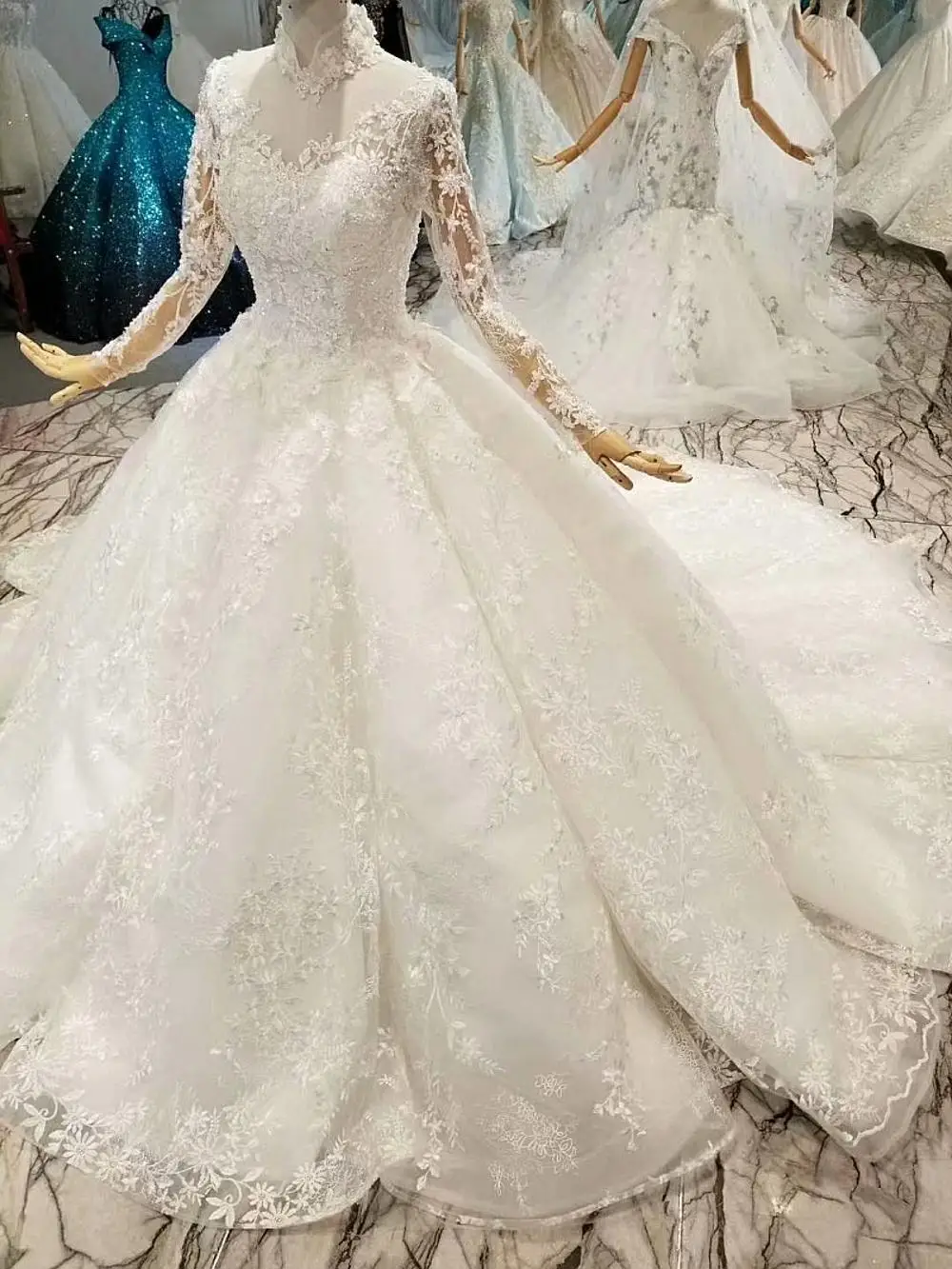 685441 Muslim Wedding Dresses Sequined Long Sleeve Luxury Vintage Gowns 2018 | Свадьбы и торжества
