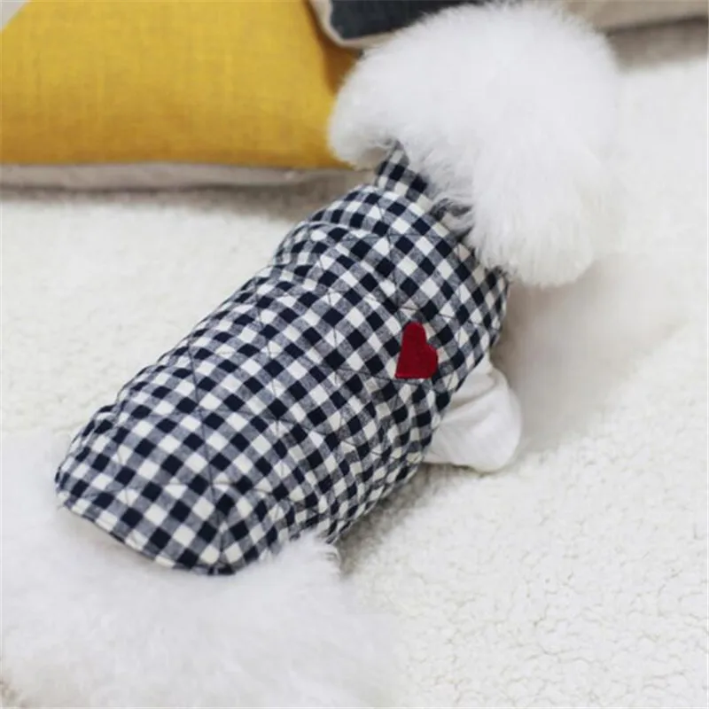 100% хлопок одежда для собак теплое пальто с сердечками зимняя Такса мопс 2 цвета
