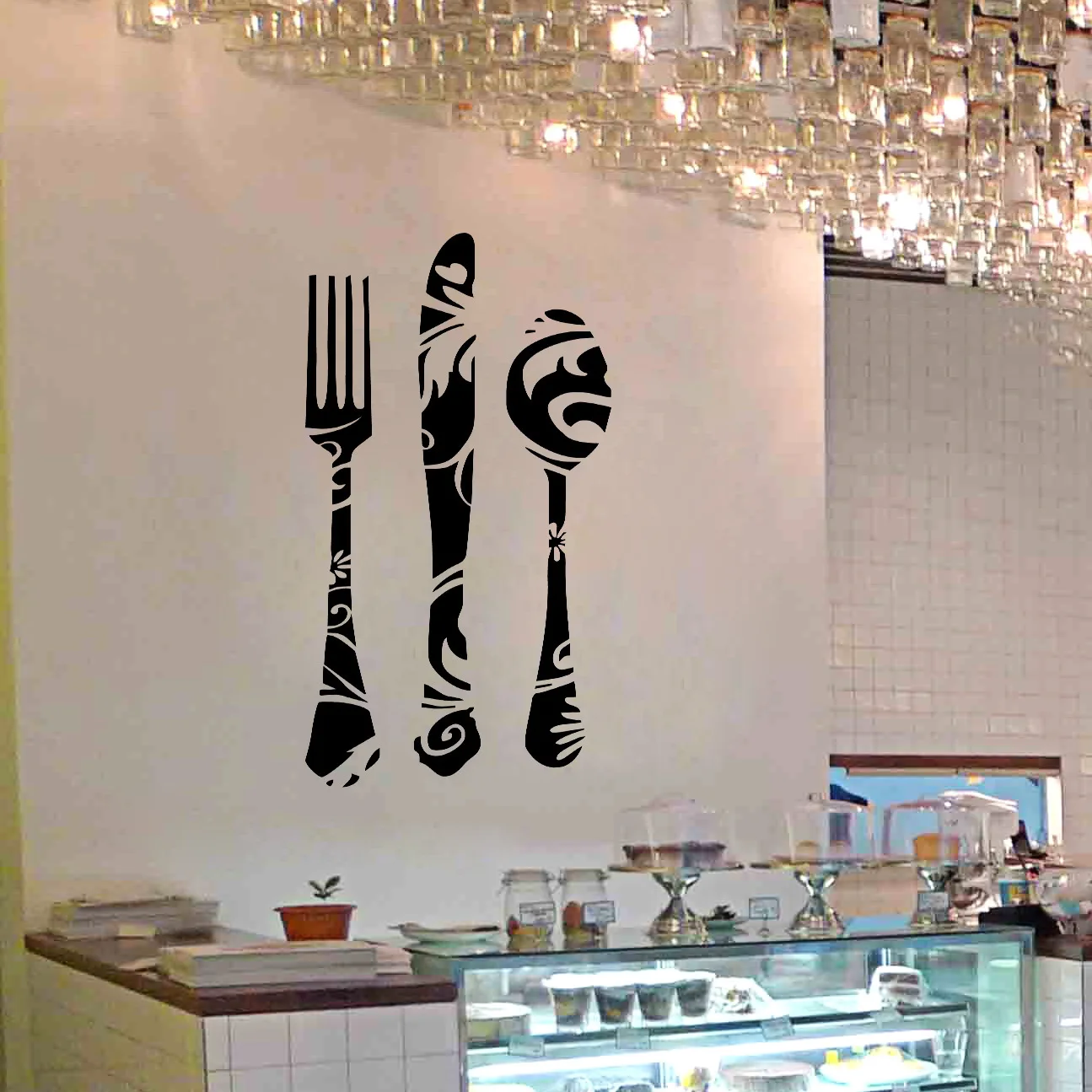 Настенные кухонные наклейки с ложкой вилкой и ножом для хлебопекарного магазина