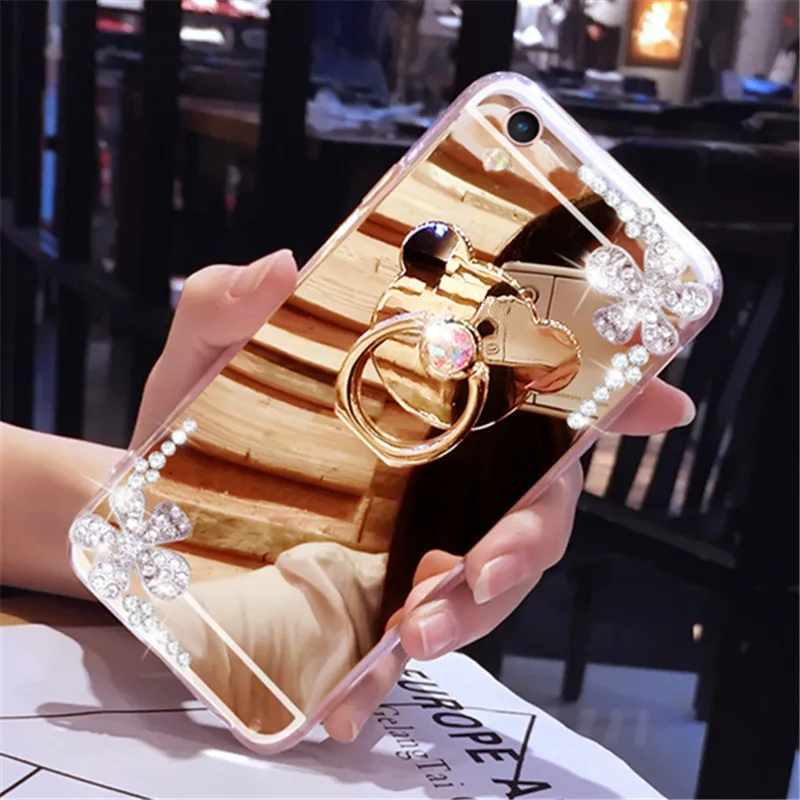 Для huawei P10 P20 Lite selfie P Смарт плюс Коврики 10 Pro с цветами и стразами алмаз зеркало