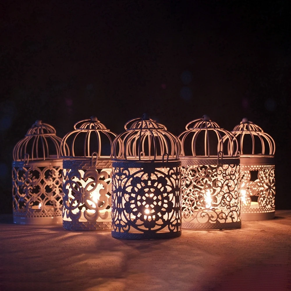 Креативное украшение дома полый Держатель Подсвечники Tealight подвесной фонарь клетка для птиц винтажный Рождественский/Сказочный Свадебный/праздничный Декор