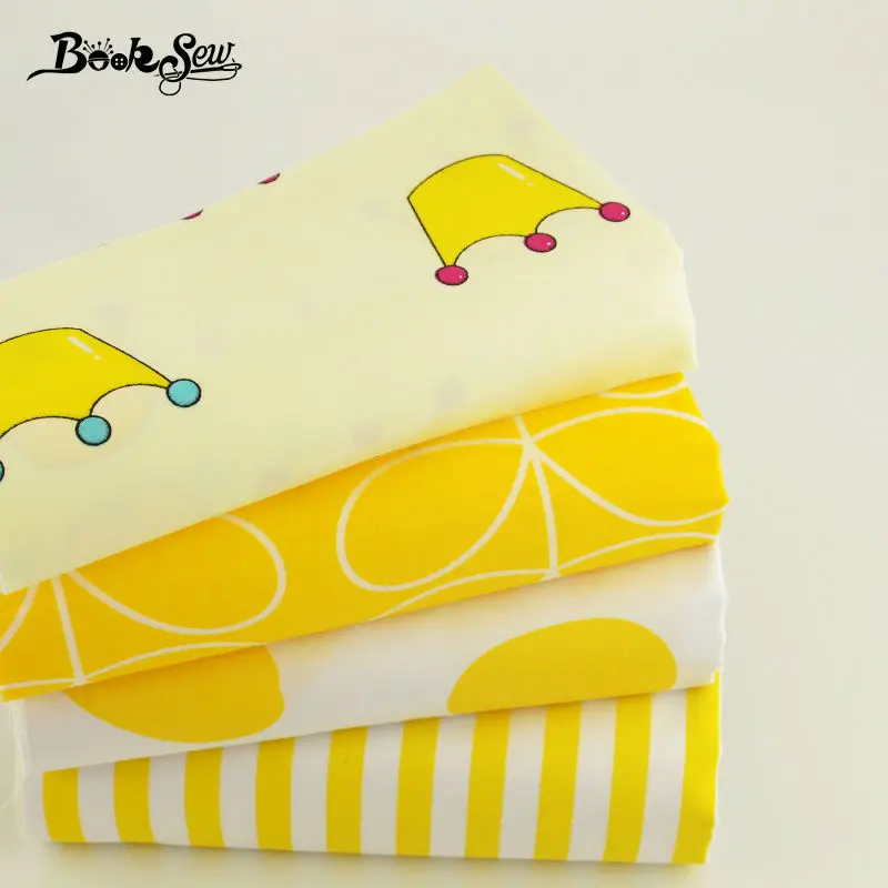 Booksew 100% хлопчатобумажная ткань желтого и белого цветов с различными узорами