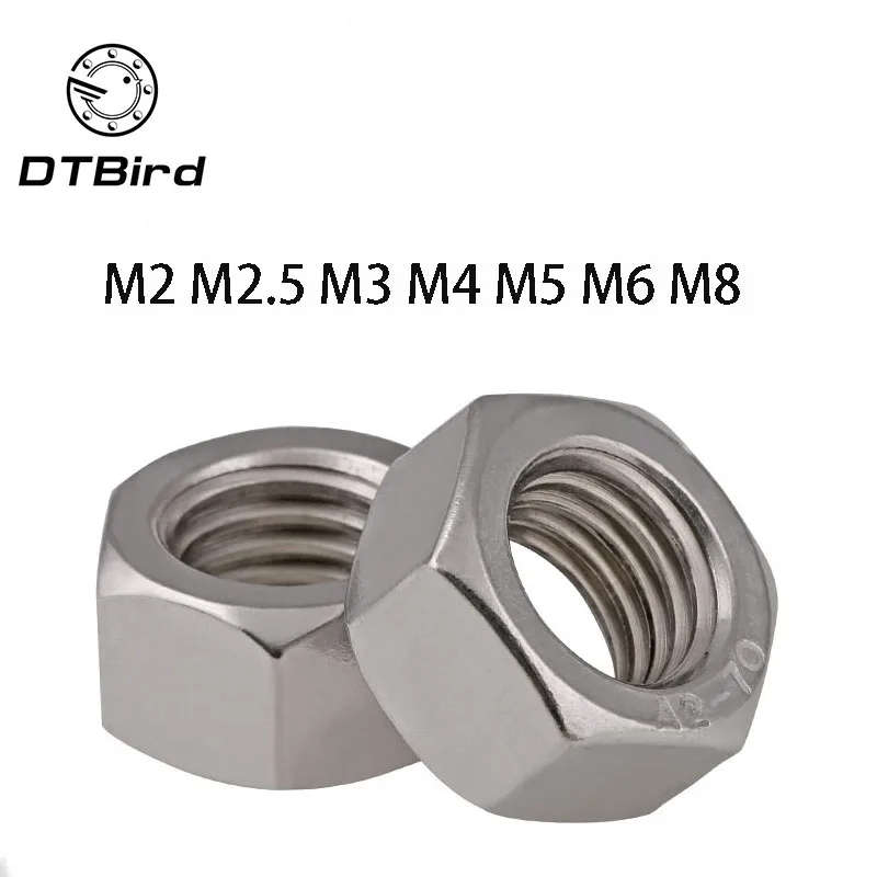 

50Pcs DIN934 M2 M2.5 M3 M4 M5 M6 M8 304 Stainless Steel Metric Thread Hex Nut Hexagon Nuts