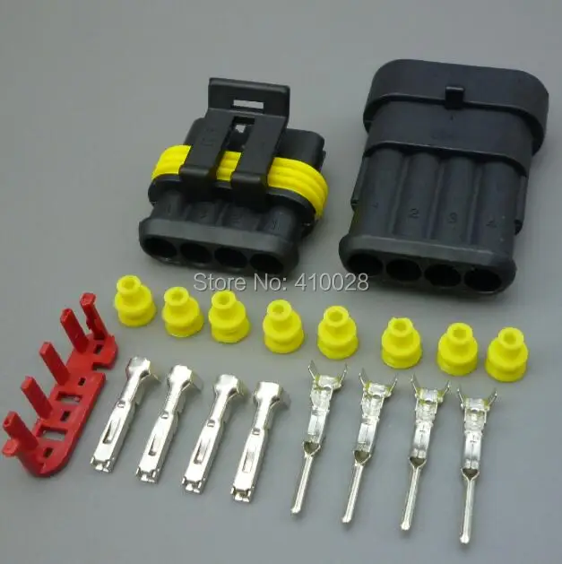 

shhworldsea 5/30/100set 4 Pin Waterproof Electrical Wire Connector male female Plug HID Automotive Marine auto socket