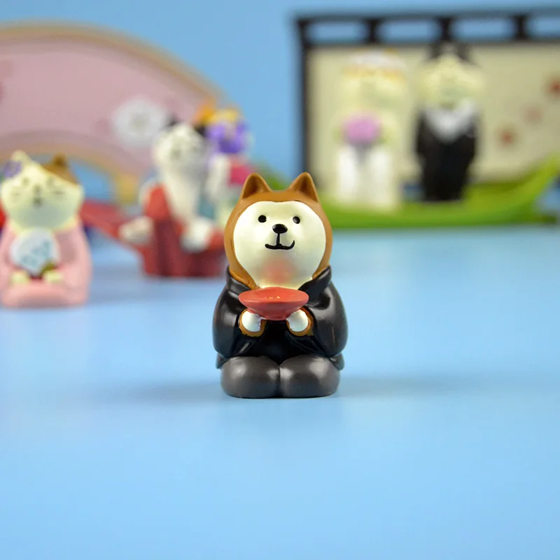 Японский каваи мультфильм Maneki neko талисман Шиба ину кролик Королевское свадебное украшение семья вечерние sakura экран миниатюрная фигурка