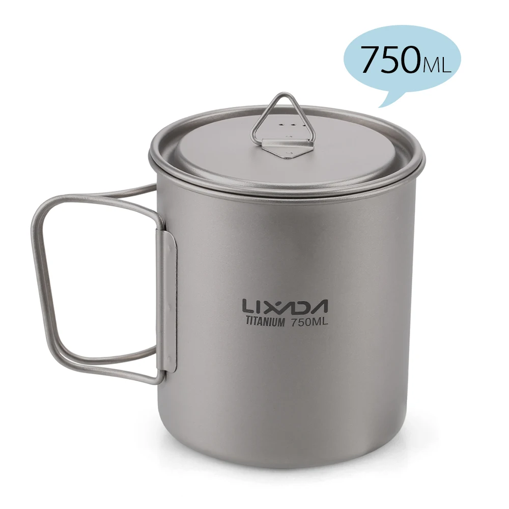 Lixada Ultralight Титан чаш на открытом воздухе Портативный кемпинговая пивная кружка для воды с складной ручкой 300/350/420/550/650/750 мл