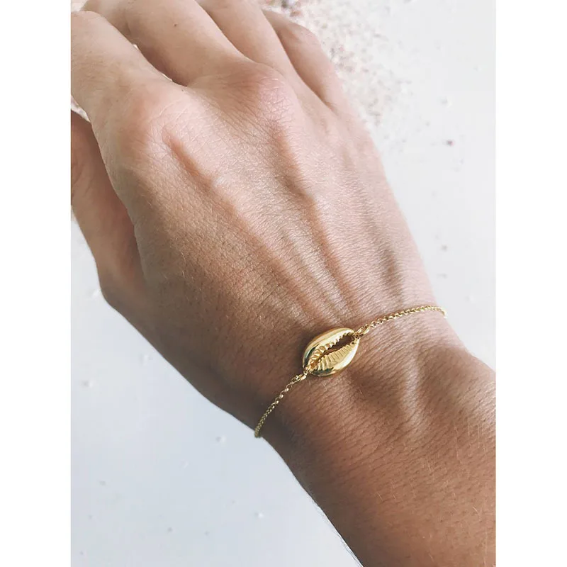 Tenande простой стиль Золотой Серебряный цвет маленький сплав ракушки браслеты для