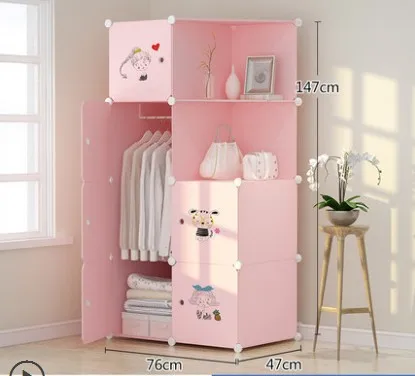 Черный DIY простой шкаф для одежды в сборе для домашнего общежития Тканевый шкаф пластиковый складной шкаф для хранения детской одежды шкаф для хранения - Цвет: Черный