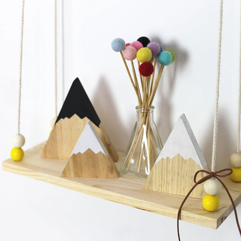 

INS Nordic Top Woodland Wood Mountain Decorative Handmade Bookends Wooden Blocks Ornaments Kids Toys Photography Prop Home Decor