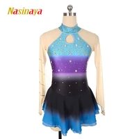 costume figure skating dress customized competition ice skating skirt for girl women kids gymnastics performance gradient shiny