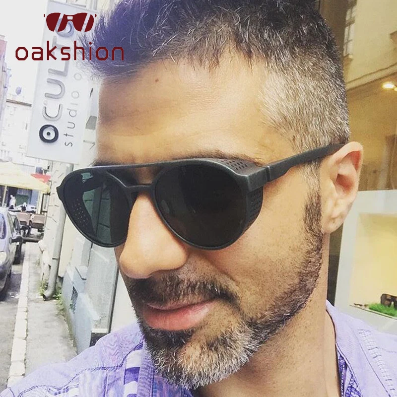 Модные Винтажные Круглые Солнцезащитные очки oakshiok в стиле стимпанк мужские