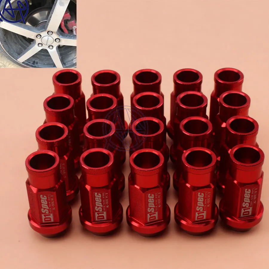 Универсальные красные гайки для гоночных колес 20 шт. D1 Spec JDM M12X1.5/1 25 Ford Toyota|car styling|jdm
