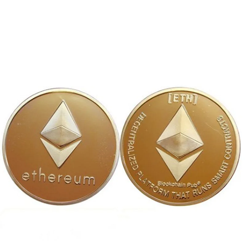 1 шт. монета эфириума Интернет тема ETH ripple покрытая 24 каратным золотом 40 мм