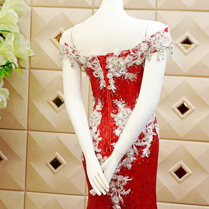 AOLANES Robe De Soiree кружевное длинное сексуальное вечернее платье с бусинами и