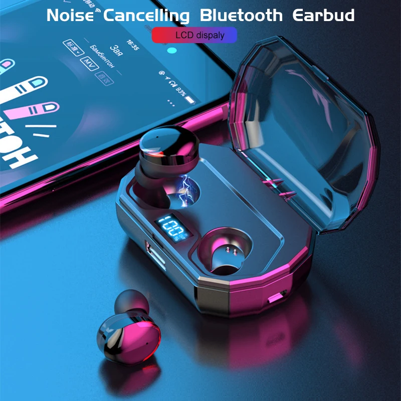 VTIN TWS Bluetooth Headset 5.0 Wireless Mini Power Digital Display Touch Control IPX6 Waterproof In-ear Earbud 3000mAh | Электроника