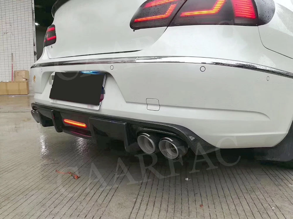 Задняя Губка из углеродного волокна со светодиодный светильник для Volkswagen Passat CC VW CC спойлер 2013- плавники в стиле акулы диффузор защита Бампера