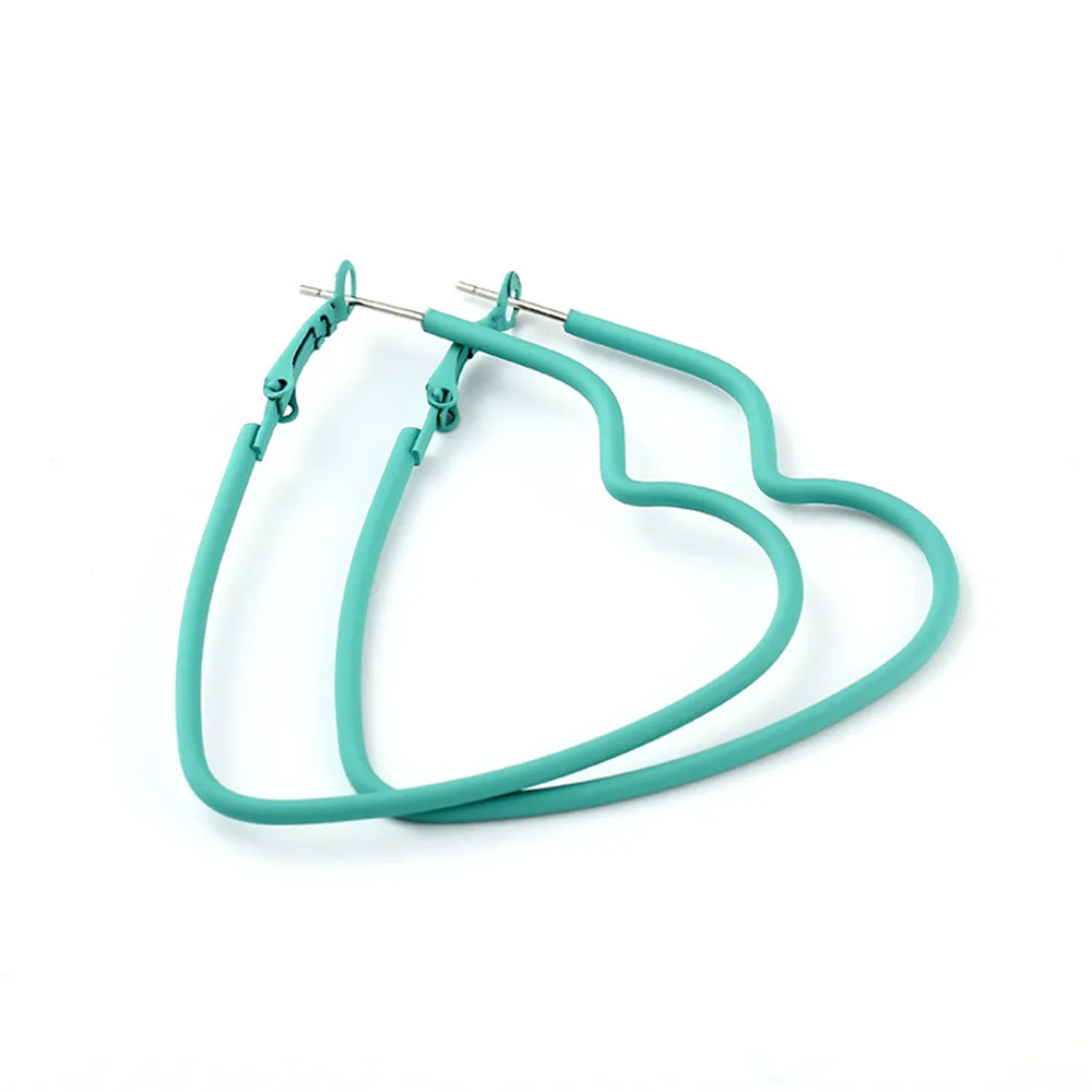 Heart Sky blue Большие вечерние серьги-кольца в стиле панк, размер 50 мм, новинка, треугольные серьги в форме сердца, ушные петли, модные трендовые, 20 стилей, ювелирные изделия для женщин - Окраска металла: Heart Sky blue