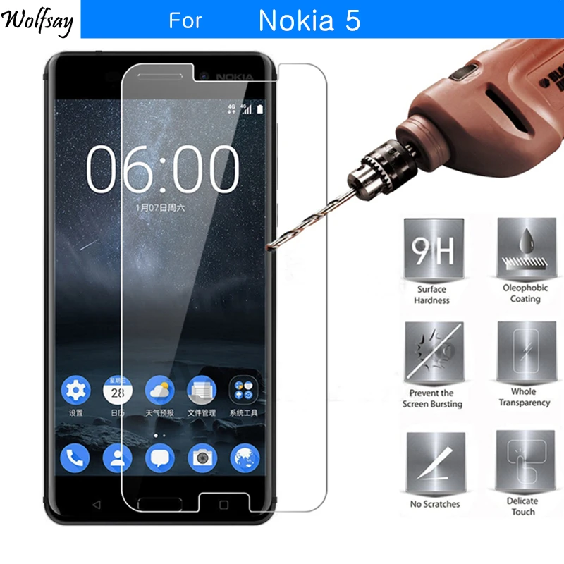 Защитное стекло для Nokia 5 закаленное 2 шт. Защитная пленка Nokia5 + тонкий набор