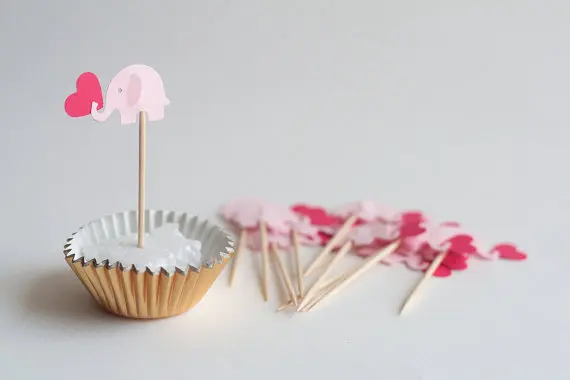 

elephant cupcake toppers baby shower birthday Food Picks toothpicks wedding bachelorette bridal shower cake decorations
