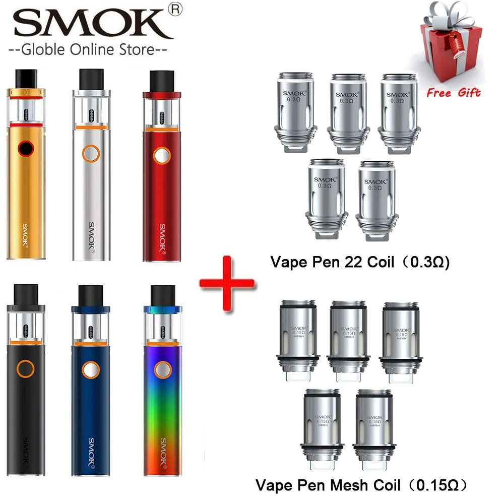 SMOK Vape Pen 22 комплект 1650 мАч встроенный аккумулятор светодиодный индикатор