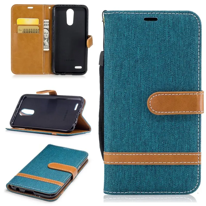 Чехол для LG K10 2017 Coque футляр из джинсовой ткани джинсовое портмоне кожаная сумка с
