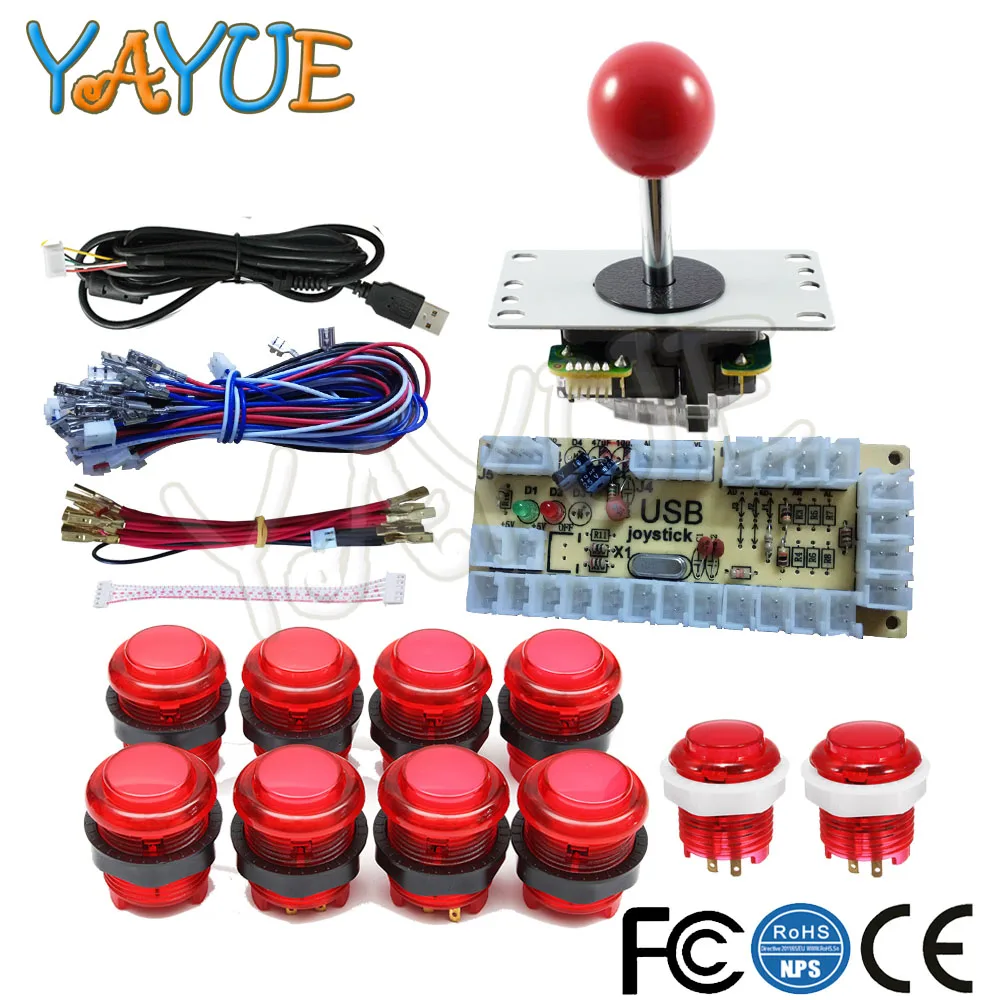 Red 2 Аркадный набор 2 игрока Jamma MAME части игровой консоли DIY с светодиодный джойстик 5Pin - Цвет: Red 2