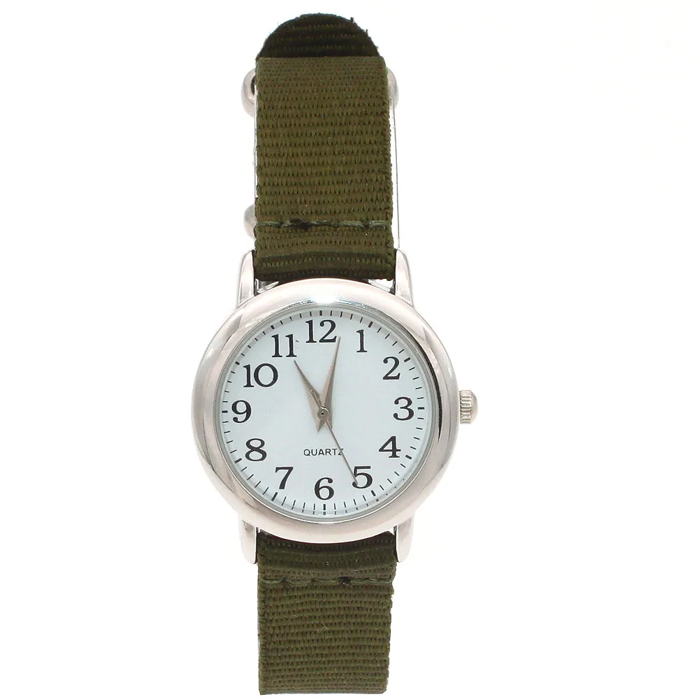 A Green strap Простые Дизайнерские кварцевые часы для мальчиков и девочек с цифрами времени, детский репетитор, нейлон, подарок спортивный Dibujos de reloj, часы с нейлоновым ремешком для женщин - Цвет: A Green strap