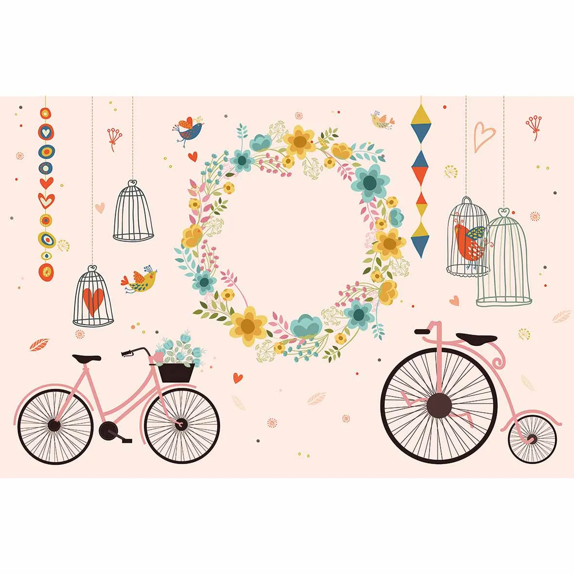 Фон для фотосъемки Allenjoy велосипедные венки Красивая птичья клетка любовь