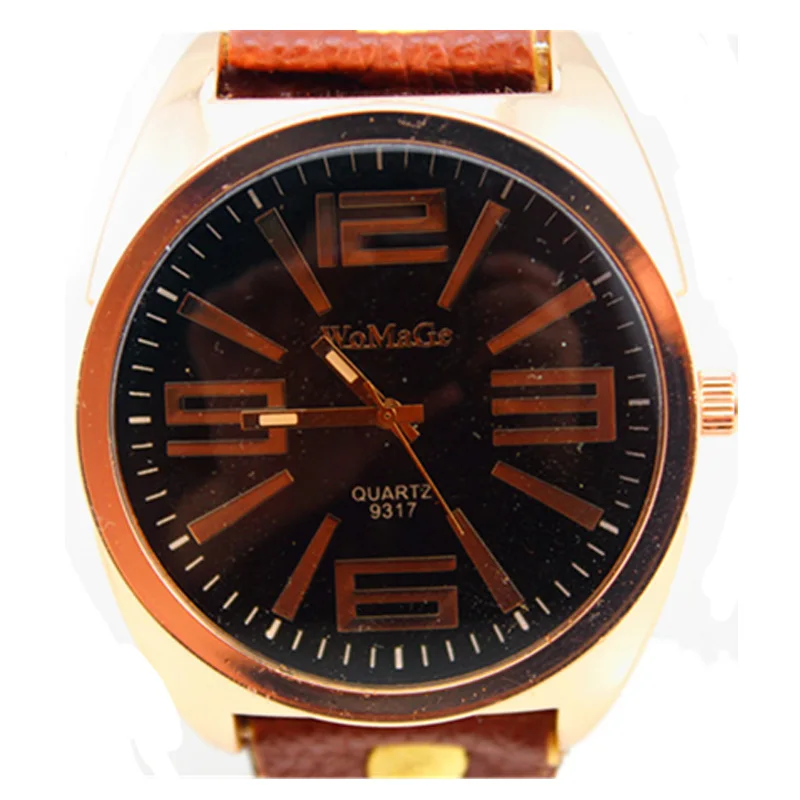 Топ Модный бренд womage роскошные розовое золото большой циферблат Винтаж