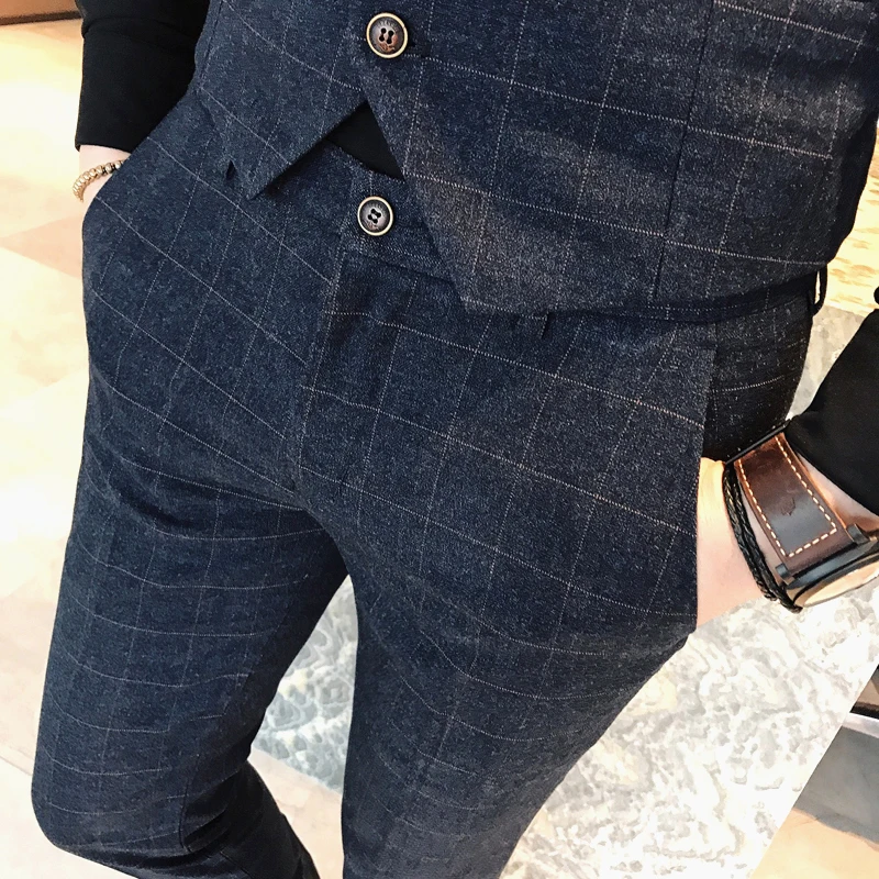 Новинка весна лето 2019 мужской модный бутик клетчатые деловые повседневные