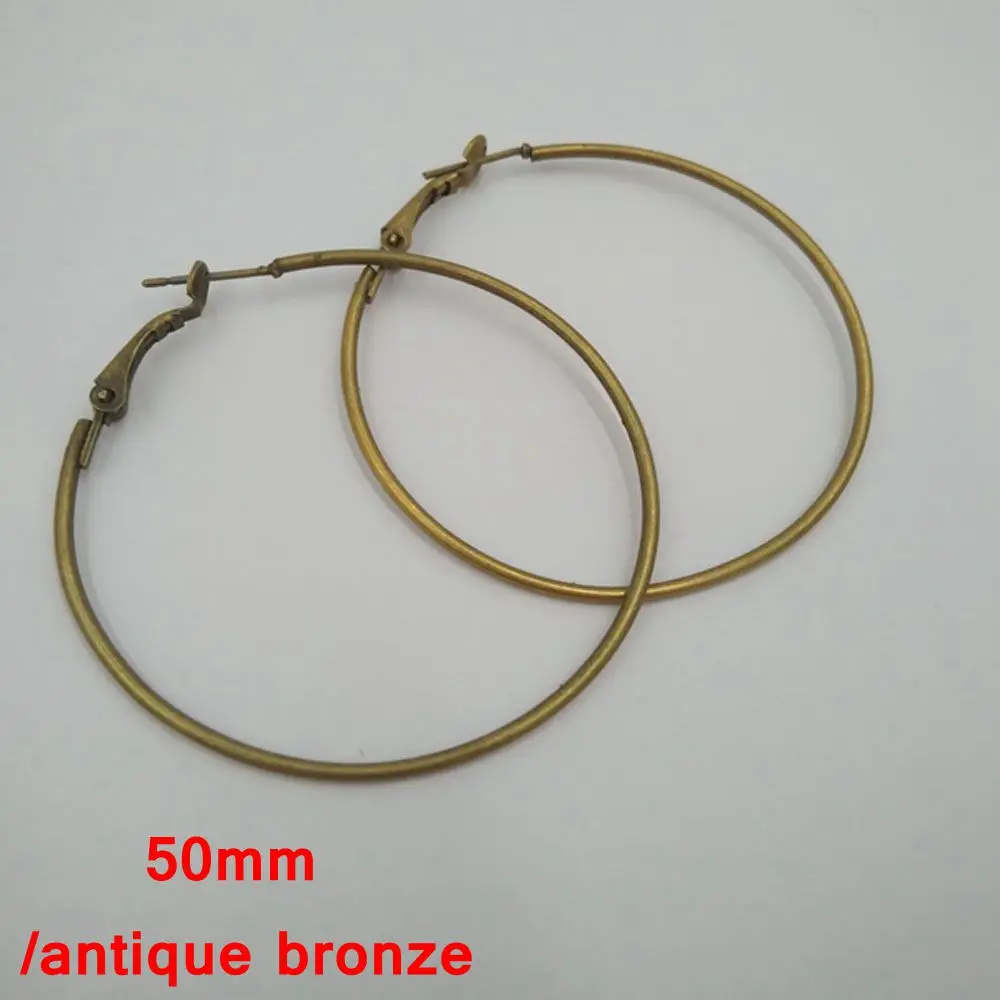500piece lot antique bronze circle round hoop earring findings 50mm HEF009