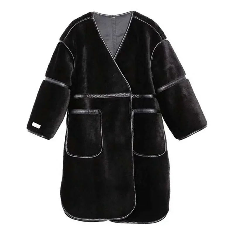 Женская однотонная куртка TWOTWINSTYLE осенне-зимняя из искусственного меха с