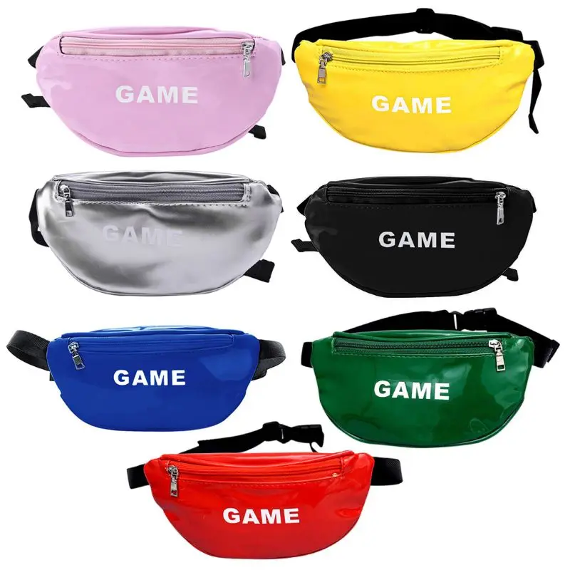 Милая поясная сумка из лазерной кожи с буквенным принтом забавная упаковка