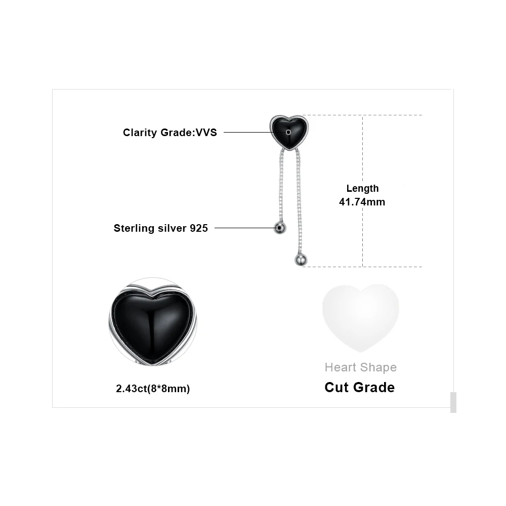 JewelryPalace сердце 0.3ct Подлинная кабошон серьги черный оникс 925 Серебро новый Дизайн