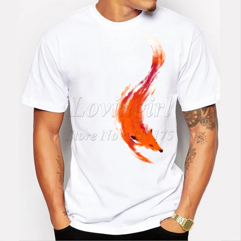 Новинка 2018 Мужская модная футболка с коротким рукавом и принтом быстрой лисы