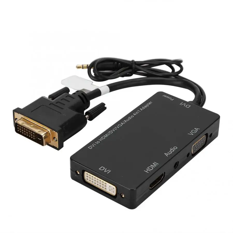 Адаптер преобразователь 4 в 1 DVI HDMI + VGA аудио с поддержкой дисплея