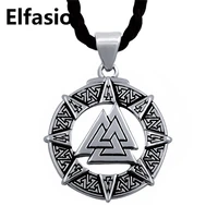 mens pewter pendant valknut odin s symbol of norse viking warriors amulet with black necklace jewelry lp301