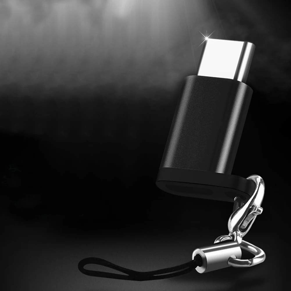 Зарядное устройство конвертер USB-C к Micro USB Быстрый мини разъем с брелком передачи